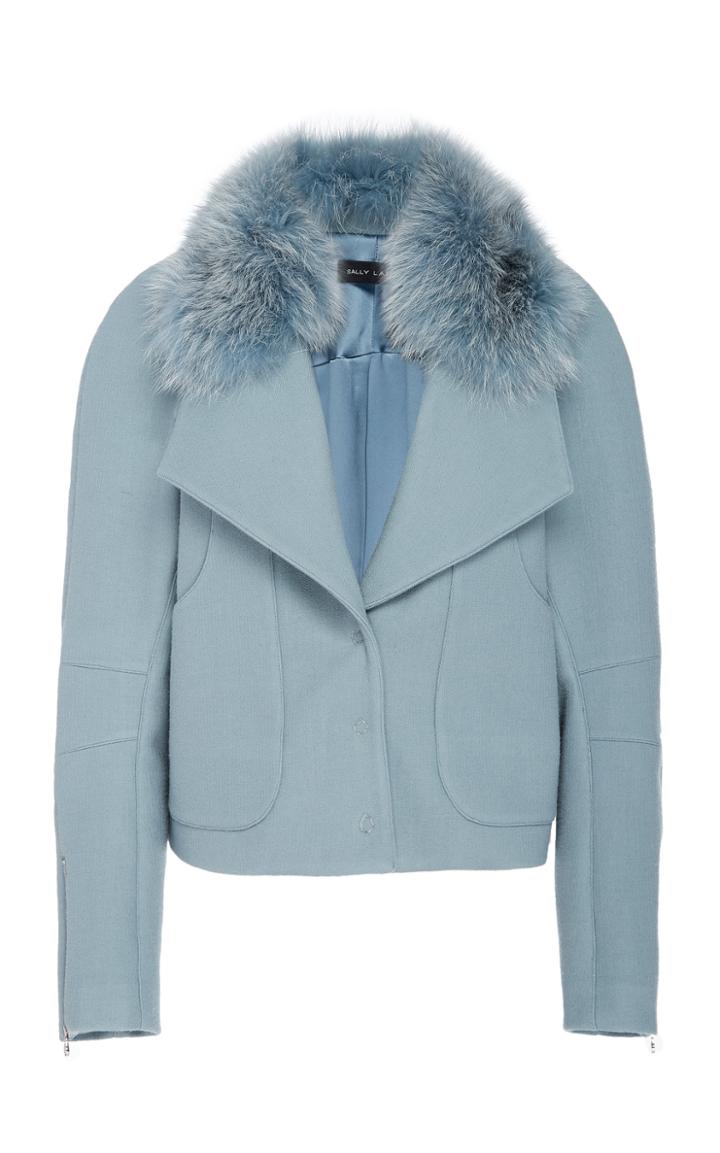 Sally Lapointe Fur-trimmed Wool-blend Jacket