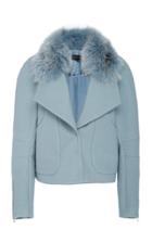 Sally Lapointe Fur-trimmed Wool-blend Jacket