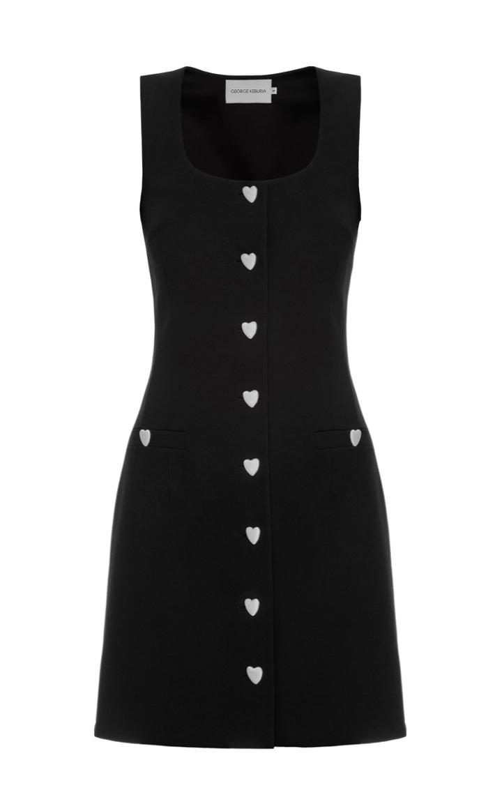 George Keburia Heart Buttons Mini Dress