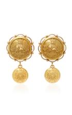 Dolce & Gabbana Lion-embossed Gold-plated Drop Earrings