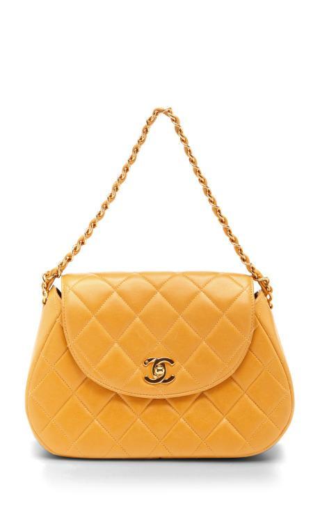 Preorder What Goes Around Comes Around Vintage Chanel Yellow Quilted Round Flap Bag