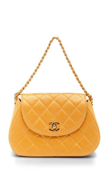 Preorder What Goes Around Comes Around Vintage Chanel Yellow Quilted Round Flap Bag