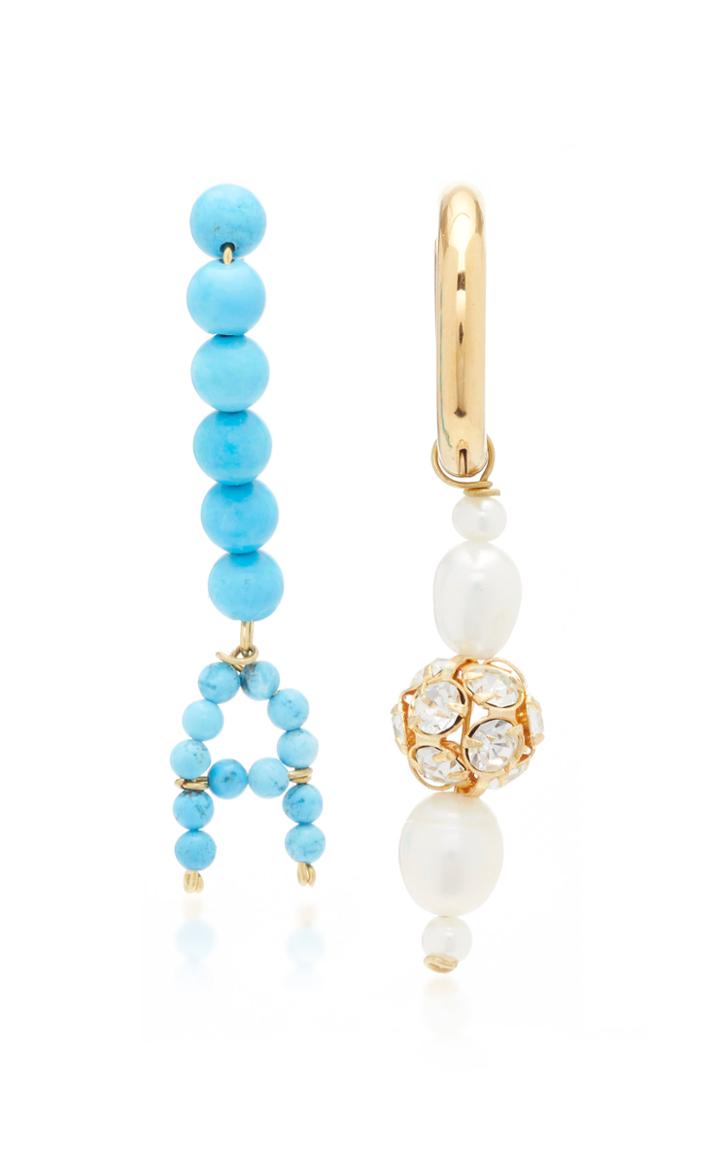 Timeless Pearly Turquoise And Pearl Initial Earrings