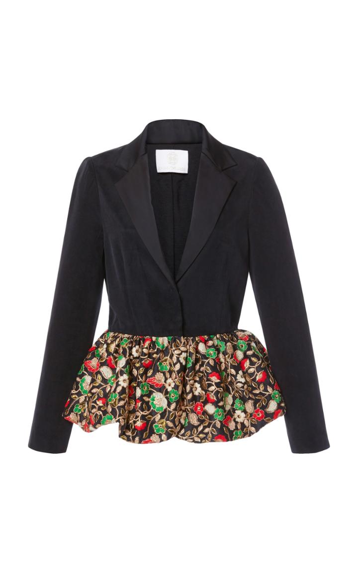 Zayan The Label Embroidered Peplum Hem Jacket