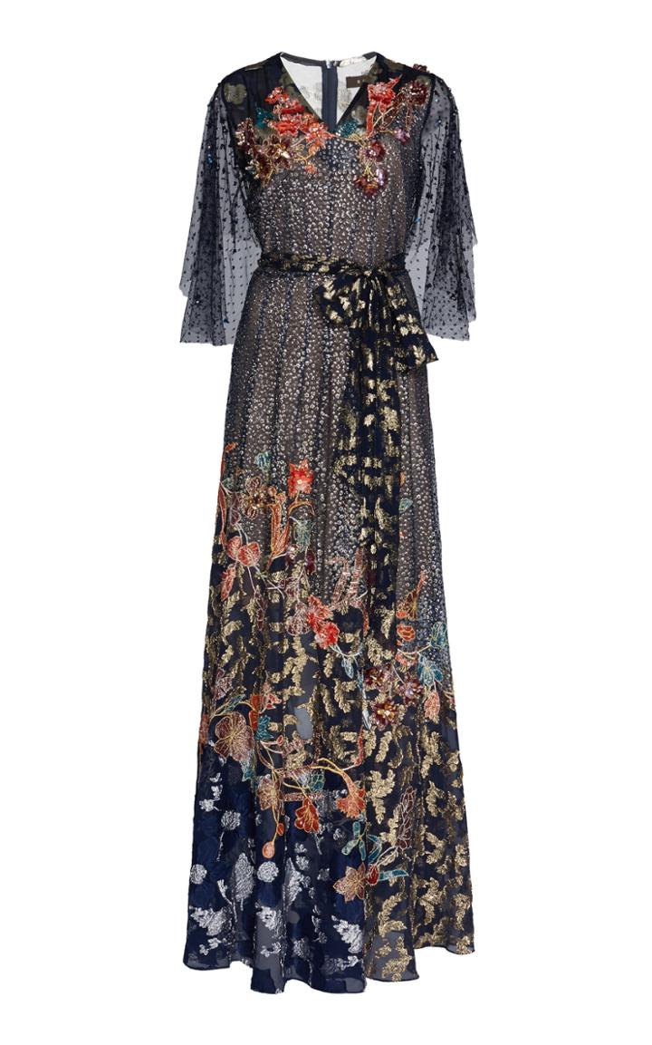 Biyan Isamarie Embellished Cape Dress
