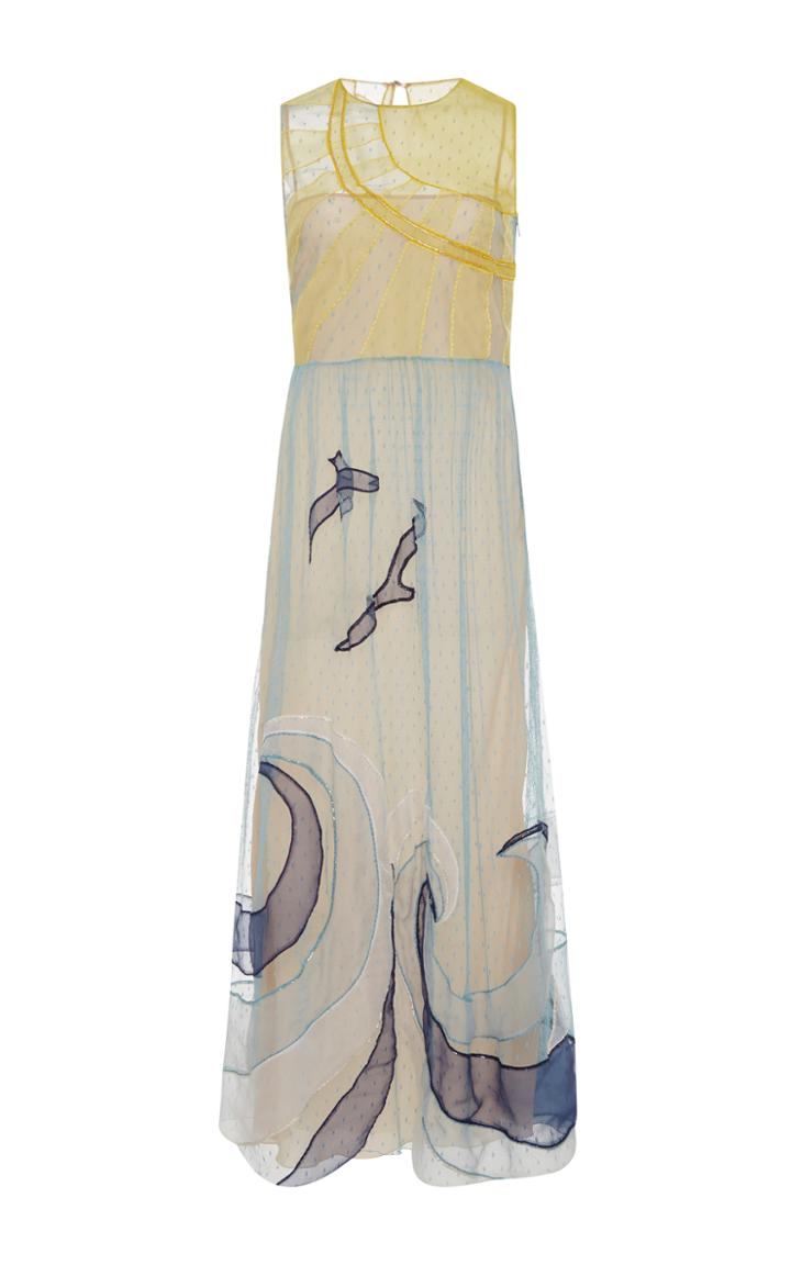 Red Valentino Sleeveless Tulle Midi Dress
