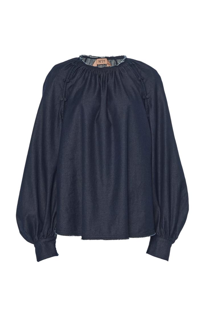 Moda Operandi N21 Bishop Sleeve Denim Top Size: 40