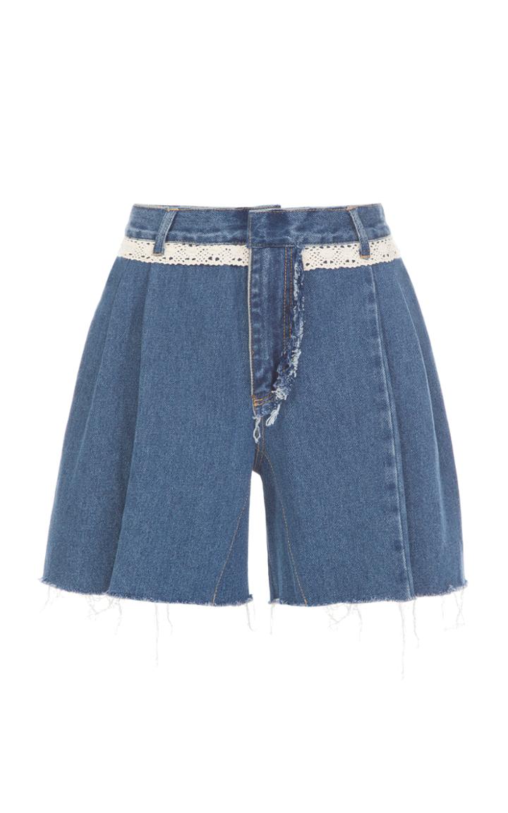 Ksenia Schnaider Reworked Denim Lace Trim Shorts