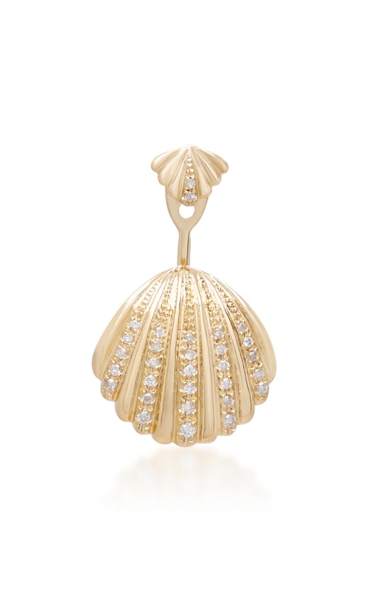 Yvonne Leon Puce Et Dss Coquillage 18k Gold Diamond Single Earring