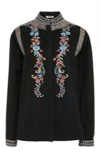 Vilshenko Black Cashmere Wool Embroidered Erin Blouse
