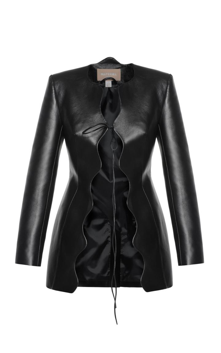 Moda Operandi Matriel Faux Leather Wave Short Coat