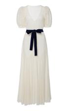 Black Iris Daisy Cotton Dot Embroidered Tulle Midi Dress