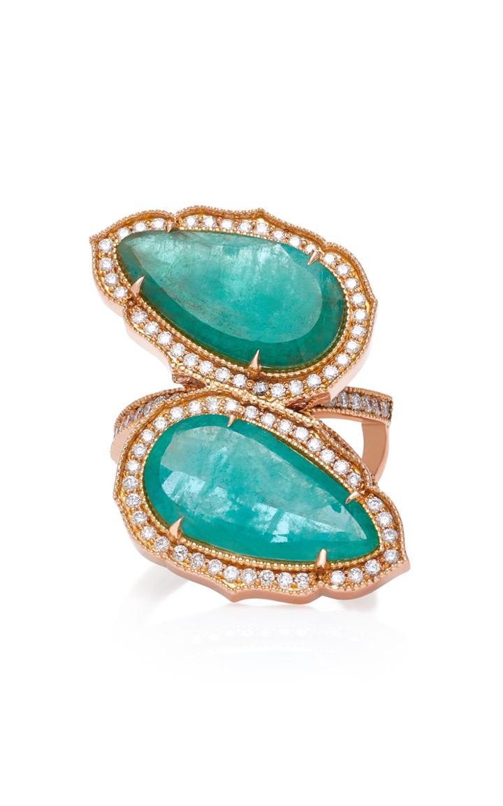 Sara Weinstock 18k Gold Emerald And Diamond Ring