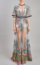 Moda Operandi Elie Saab Embroidered Tulle Maxi Dress