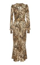 Alessandra Rich Tiger Printed Sabl Midi Dress