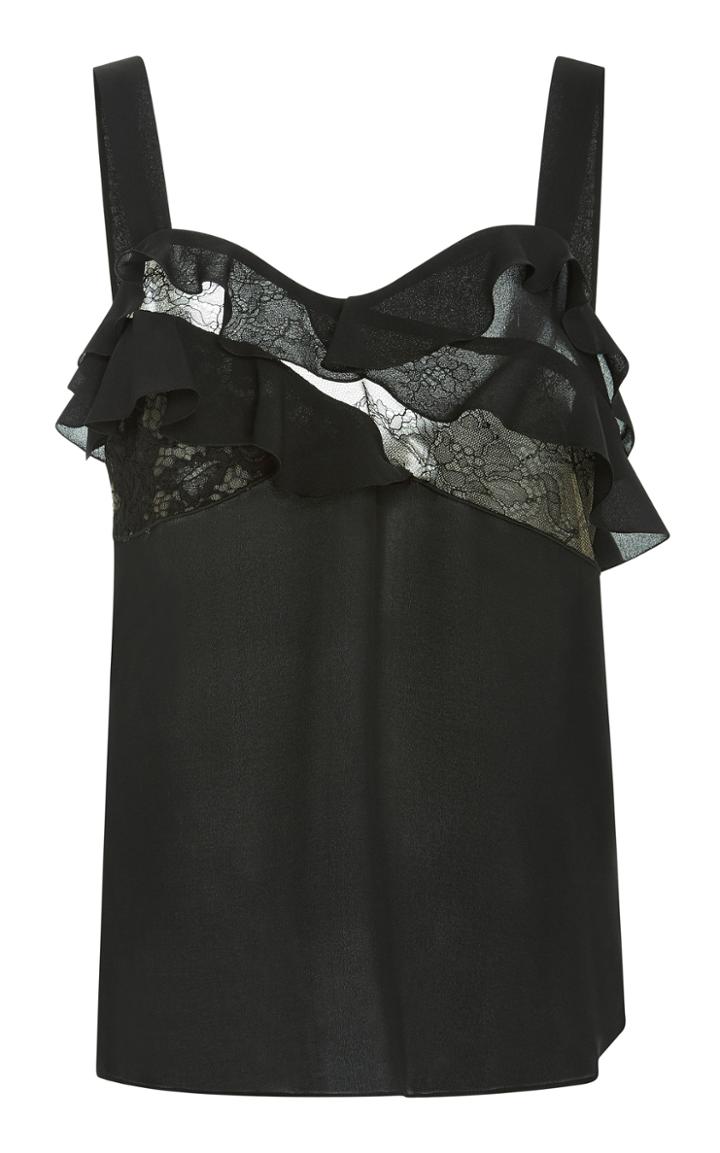 Elie Saab Crepe Georgette And Lace Top