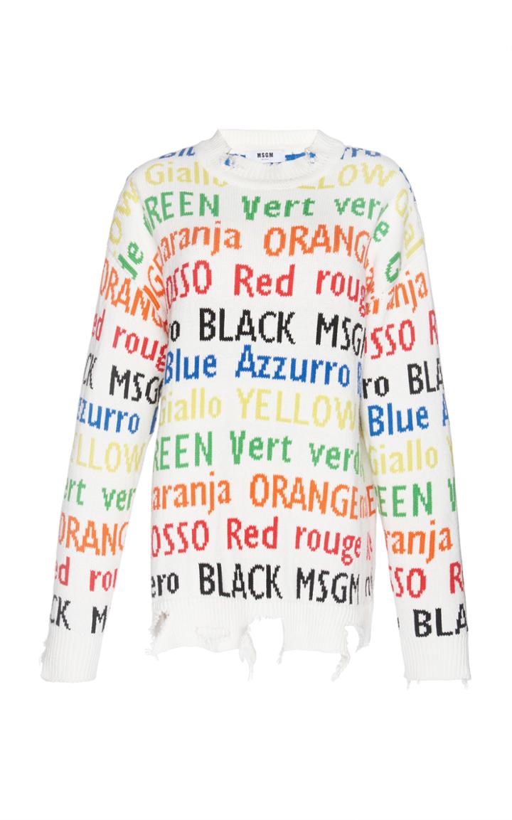 Msgm Graphic Distressed Sweater
