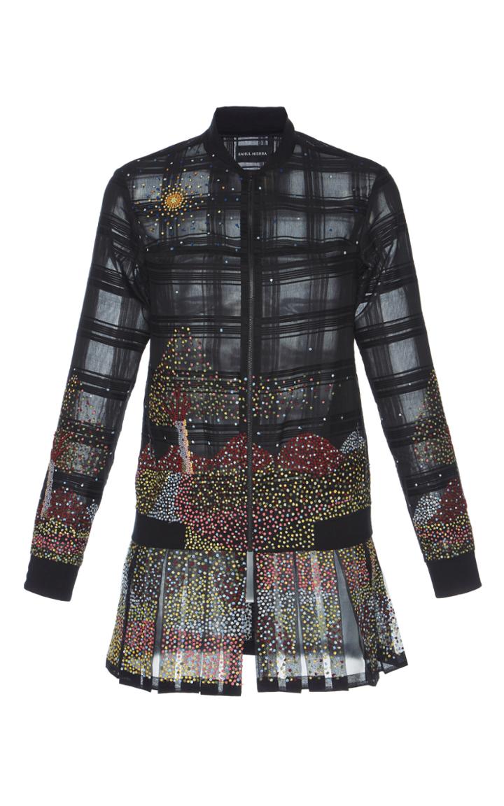 Rahul Mishra Midnight Pleated Bomber Jacket