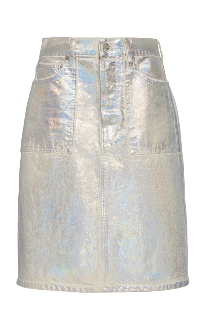 Moda Operandi Helmut Lang Factory Metallic Cotton Mini Skirt Size: 24