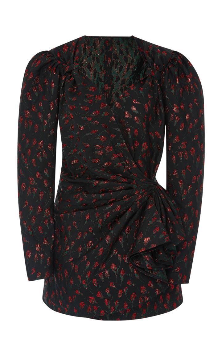 Attico Floral Jacquard Mini Wrap Dress