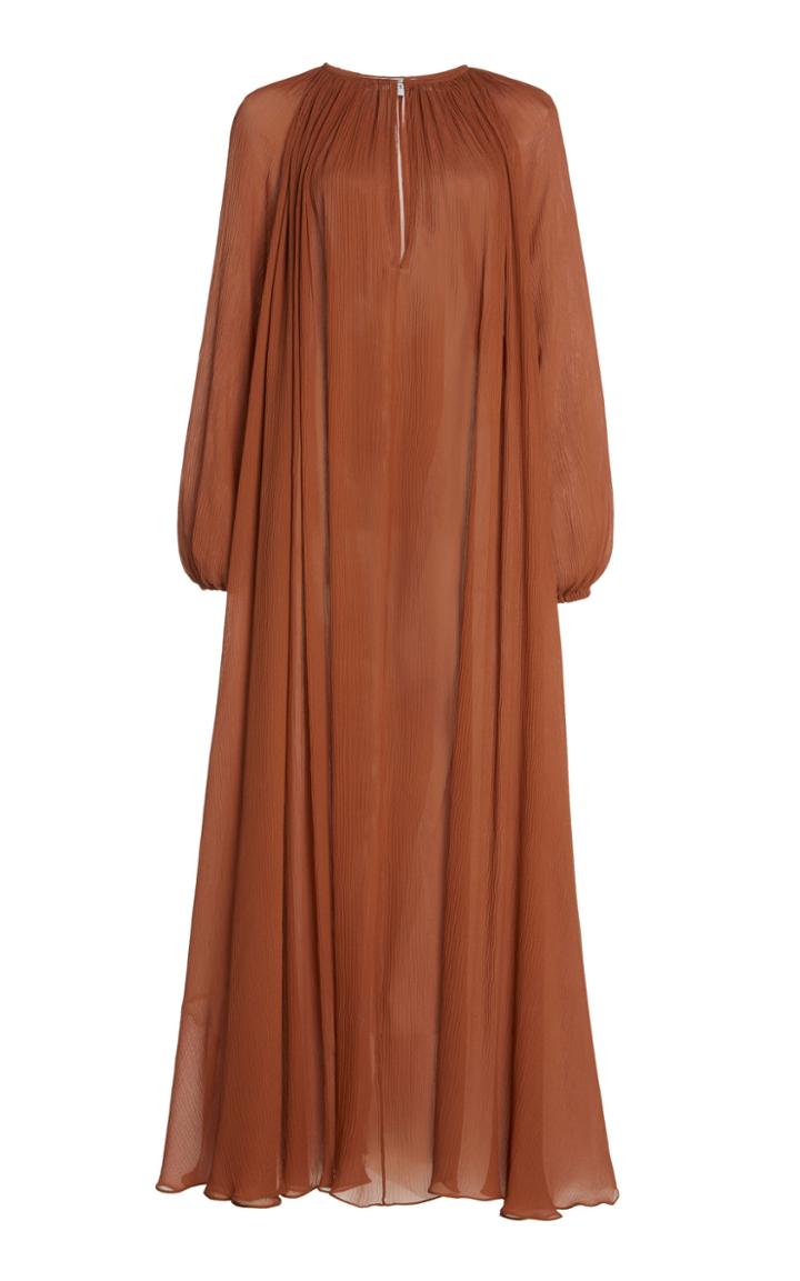 Moda Operandi Matteau Gathered Pliss Silk Maxi Dress