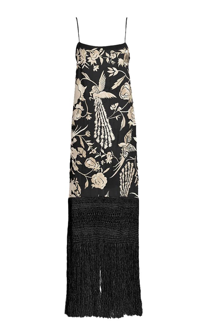 Johanna Ortiz Palm Gold Embroidered Silk Dress - Exclusive
