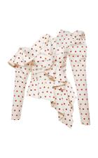 Self Portrait Asymmetric Satin Polka Dot Frill Top