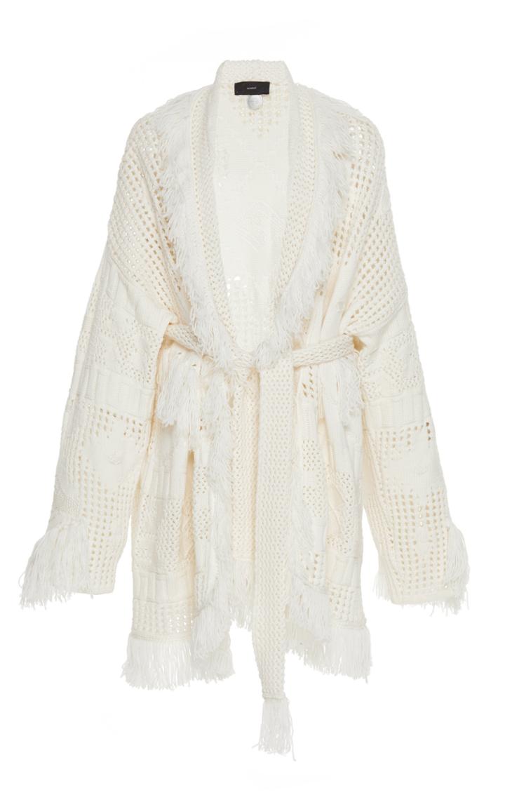 Alanui Embroidered Net Stitch Wool Cardigan