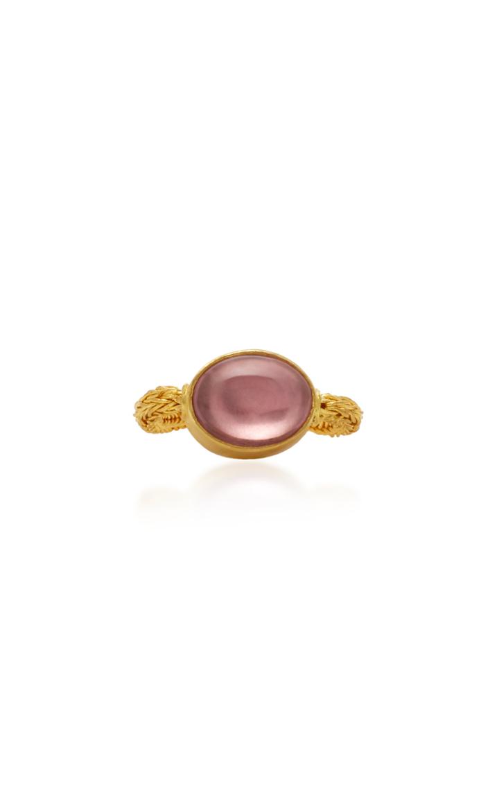 Moda Operandi Loren Nicole 22k Yellow Gold Light Pink Tourmaline Chain Ring Size: 4.
