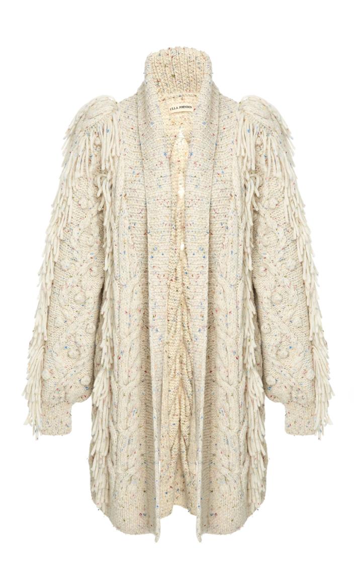 Ulla Johnson Arrossa Fringed Cable-knit Cardigan