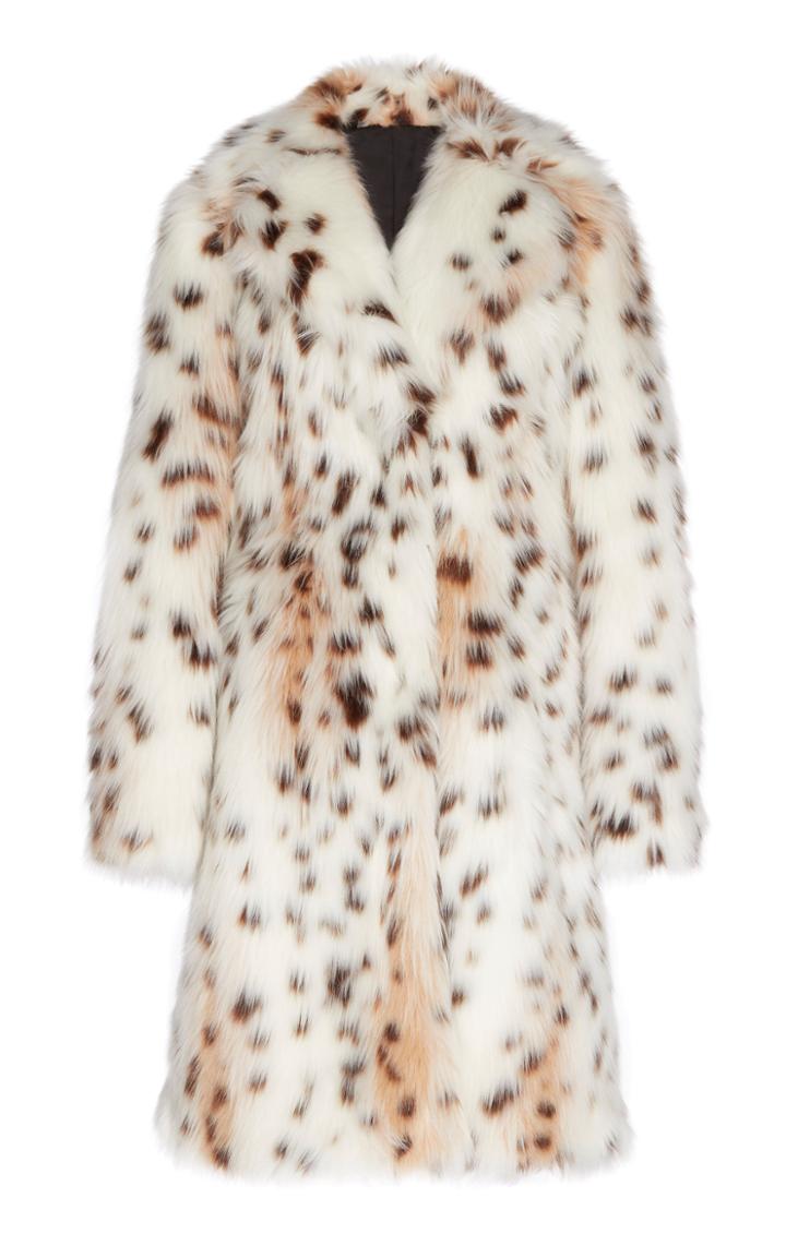 Calvin Klein 205w39nyc Lynx Faux Fur Fitted Coat With Elbow Patches