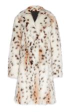 Calvin Klein 205w39nyc Lynx Faux Fur Fitted Coat With Elbow Patches