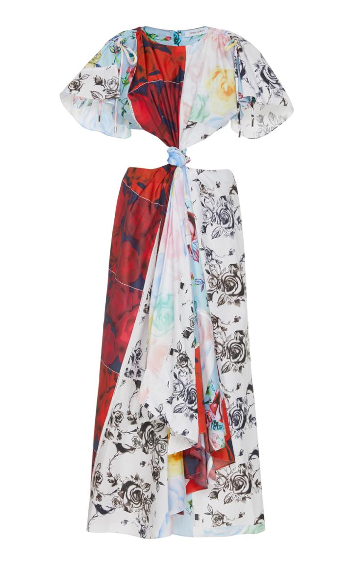 Prabal Gurung Printed Silk Cutout Midi Dress