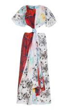 Prabal Gurung Printed Silk Cutout Midi Dress
