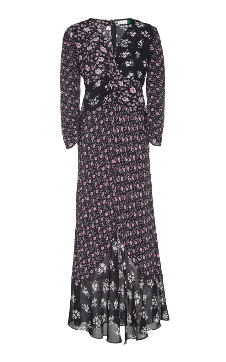 Rixo Chelsea Silk Midi Dress With Slit Size: Xs