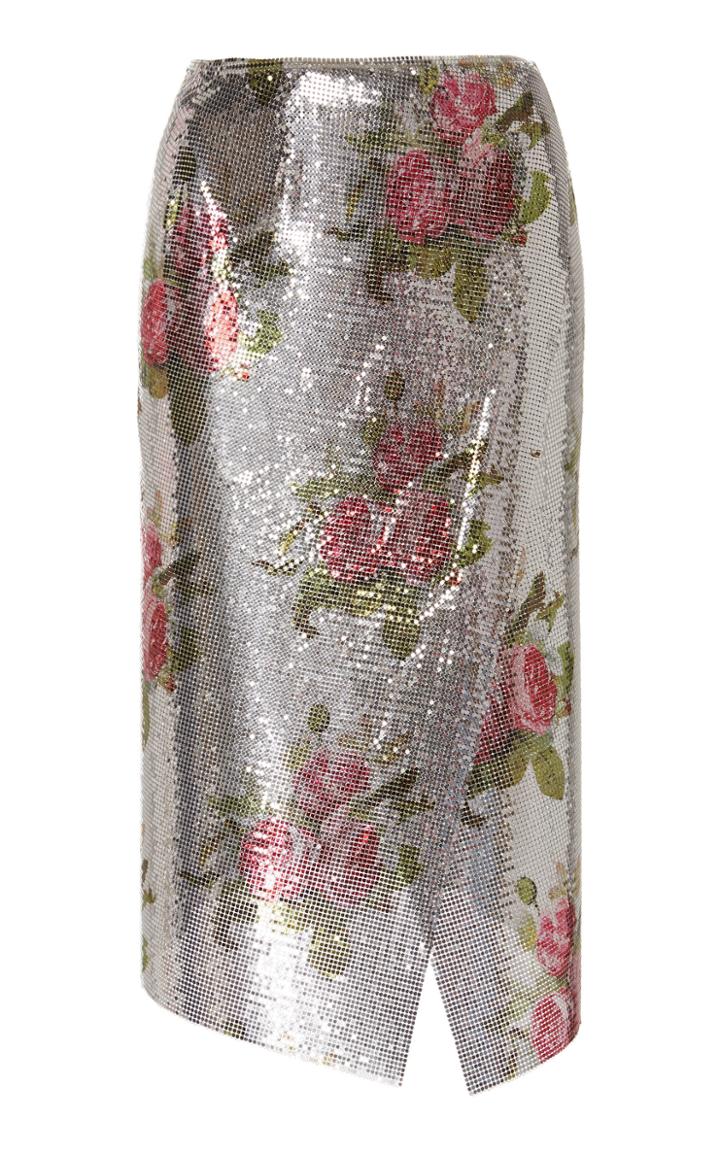 Paco Rabanne Metallic Floral Metal Skirt