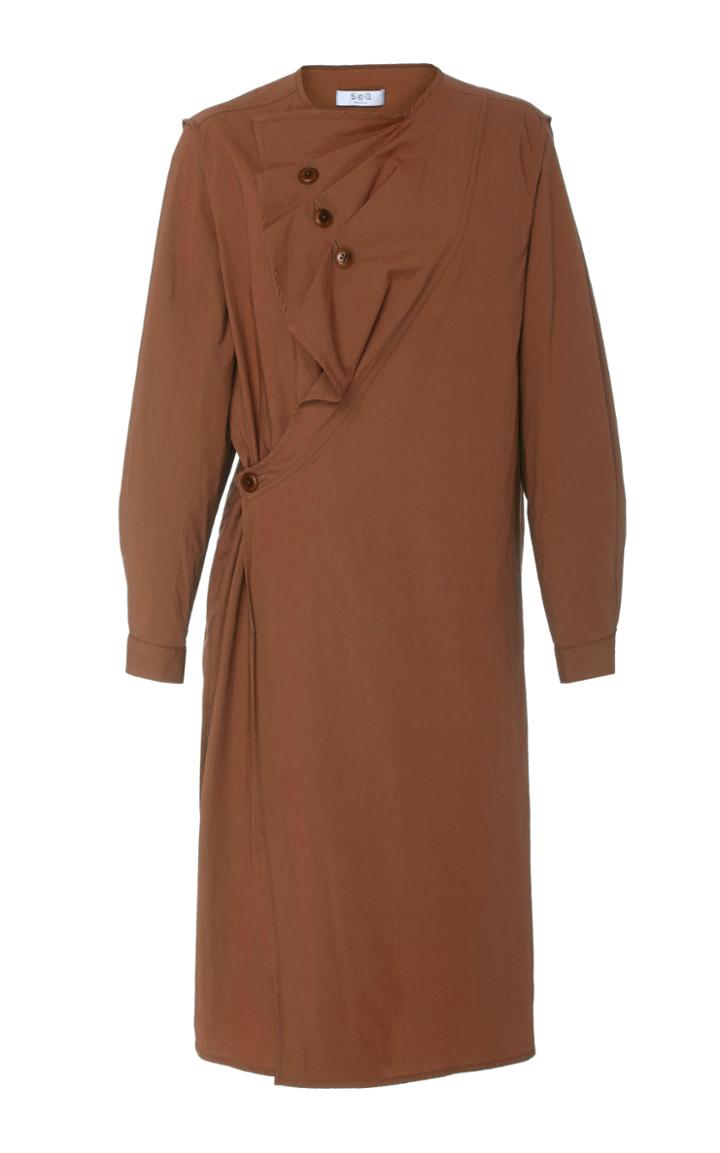 Sea Ruffled Wrap-effect Cotton Dress