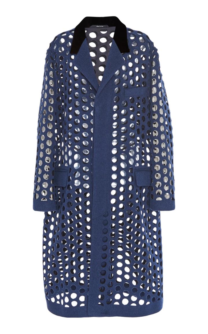 Moda Operandi Maison Margiela Leather-trimmed Cutout Wool-blend Coat Size: 36