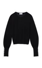 Moda Operandi Carolina Herrera Peal-embellished Puff-sleeve Silk-cashmere Sweater
