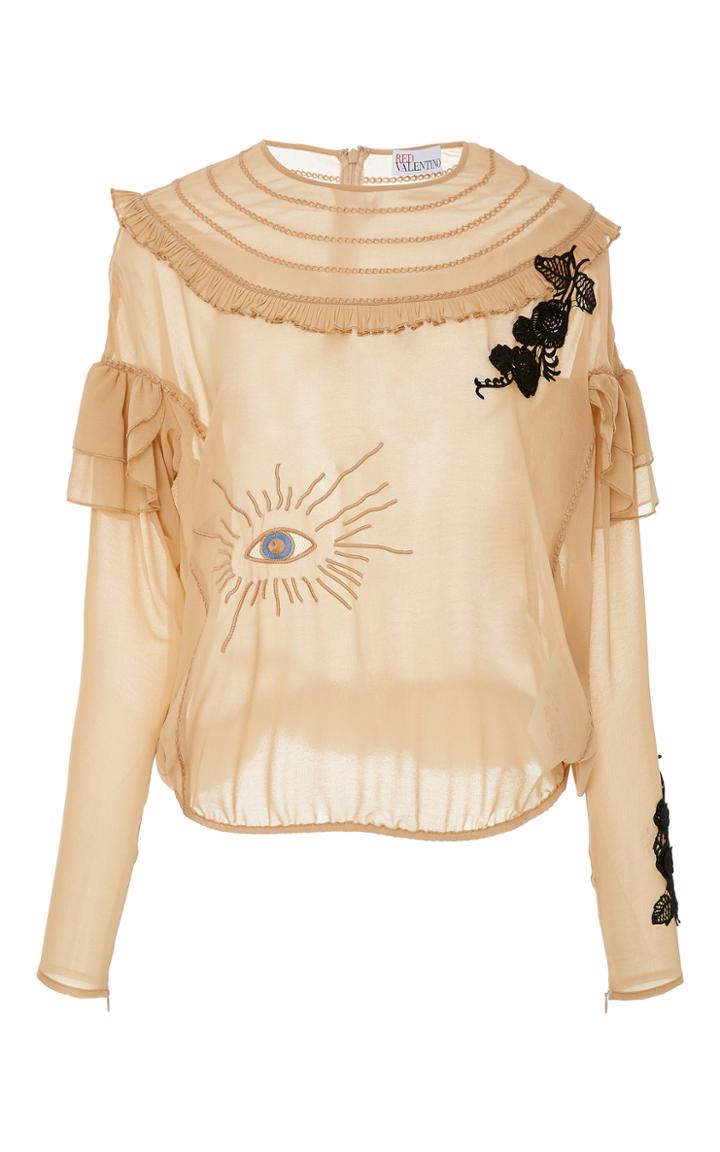 Red Valentino Georgette Long Sleeve Top
