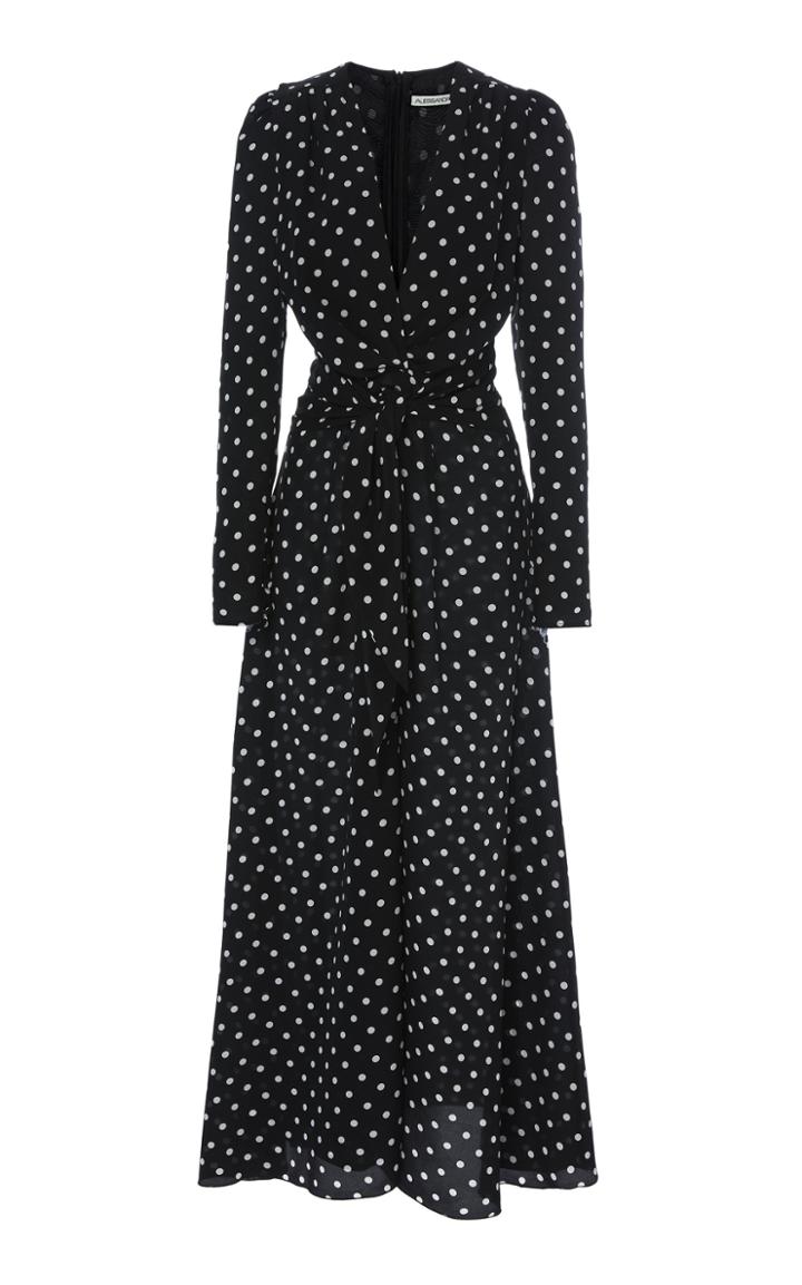 Alessandra Rich Polka-dot Silk Crepe De Chine Midi Dress