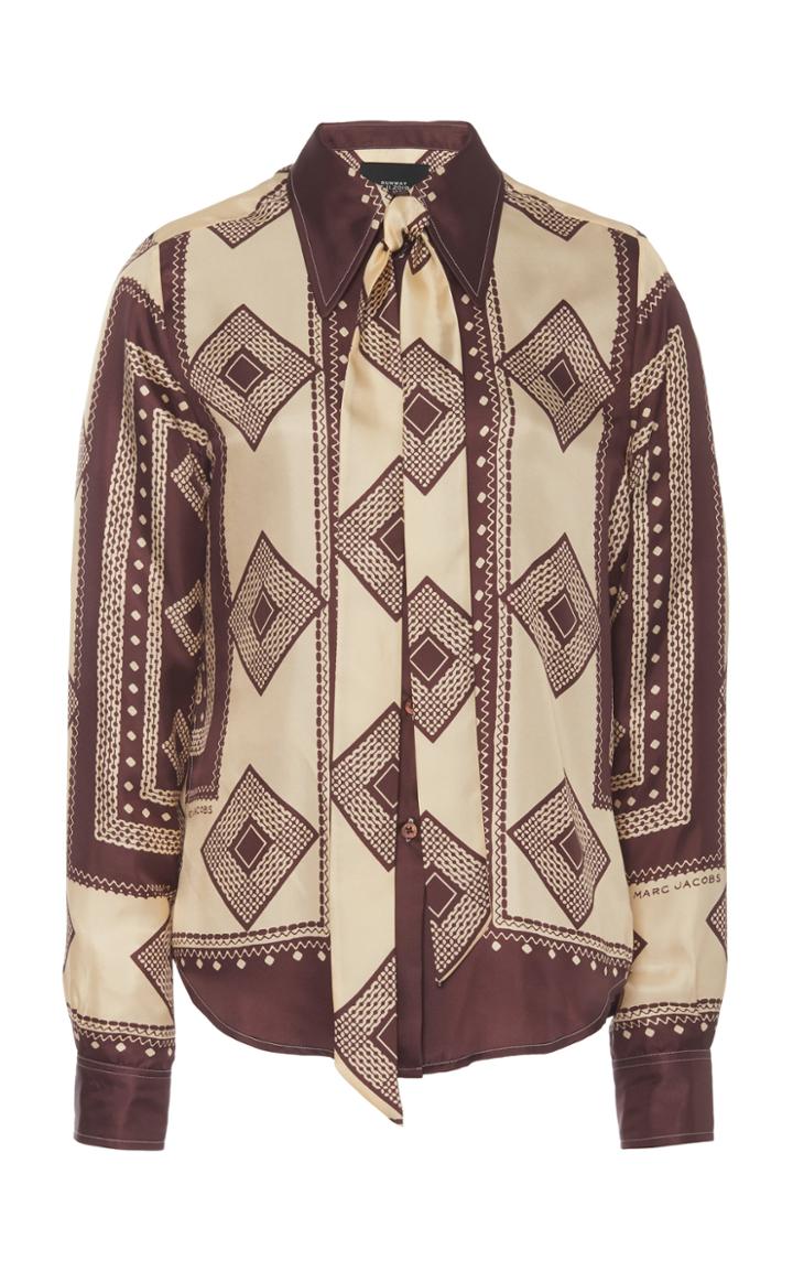 Moda Operandi Marc Jacobs Printed Silk Tie-neck Blouse Size: 2