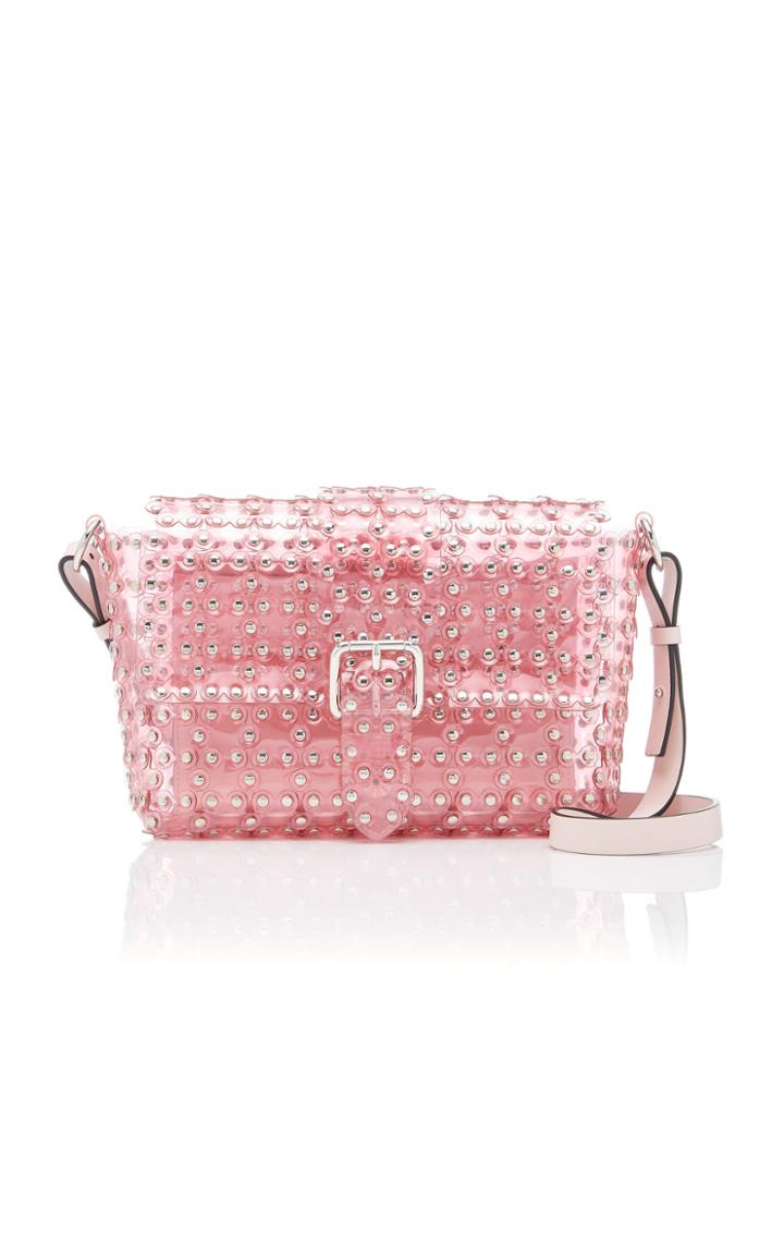 Red Valentino Flower Puzzle Studded Pvc And Calfskin Leather Crossbody Bag