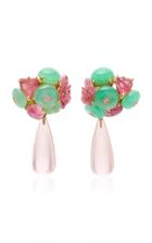 Sorab & Roshi Chrysoprase & Pink Tourmaline Cluster Earrings With Detachable Rose Quartz Drops
