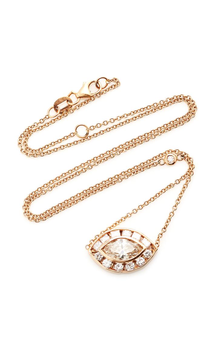 Moda Operandi Shay 18k Rose Gold Marquise Evil Eye Necklace