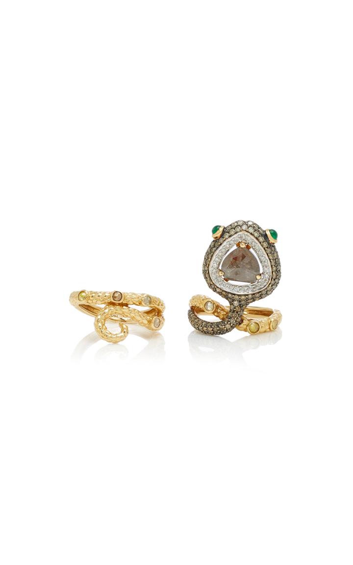 Wendy Yue Convertible 18k Gold Diamond And Emerald Ring