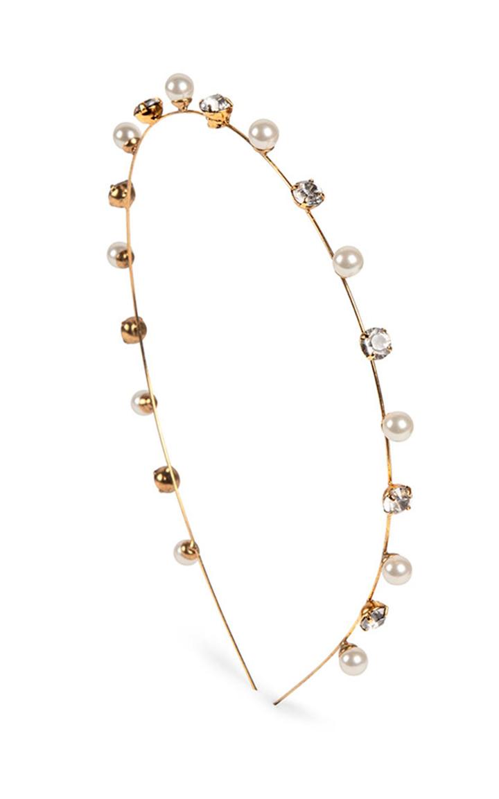Jennifer Behr Ines Crystal And Pearl-embellished Headband