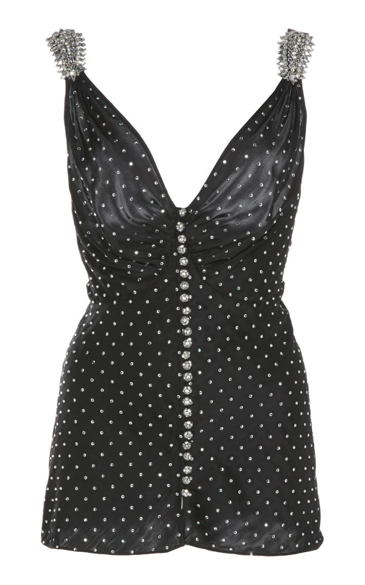 Paco Rabanne Satin V-back Embellished Tank Top