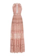 Elie Saab Lace Inset Halter Neck Maxi Dress