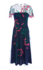 Carolina Herrera Floral-embroidered Tulle Midi Dress